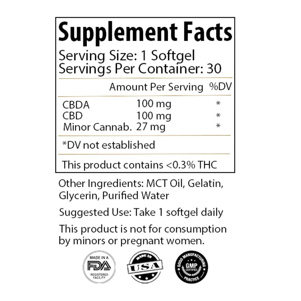 
                      
                        CBDA capsule supplement facts
                      
                    