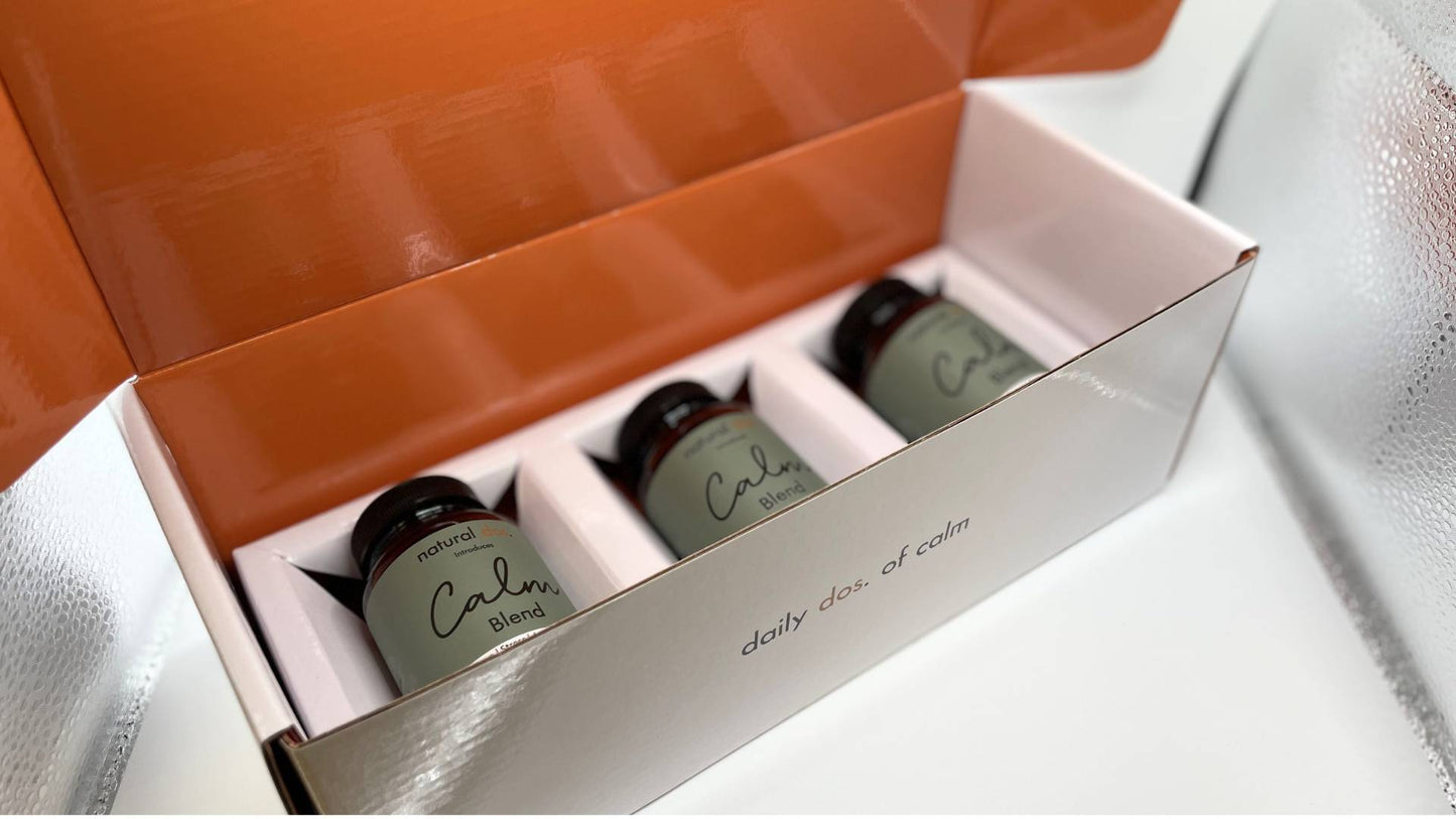 CBDA Calm Blend softgels boxed