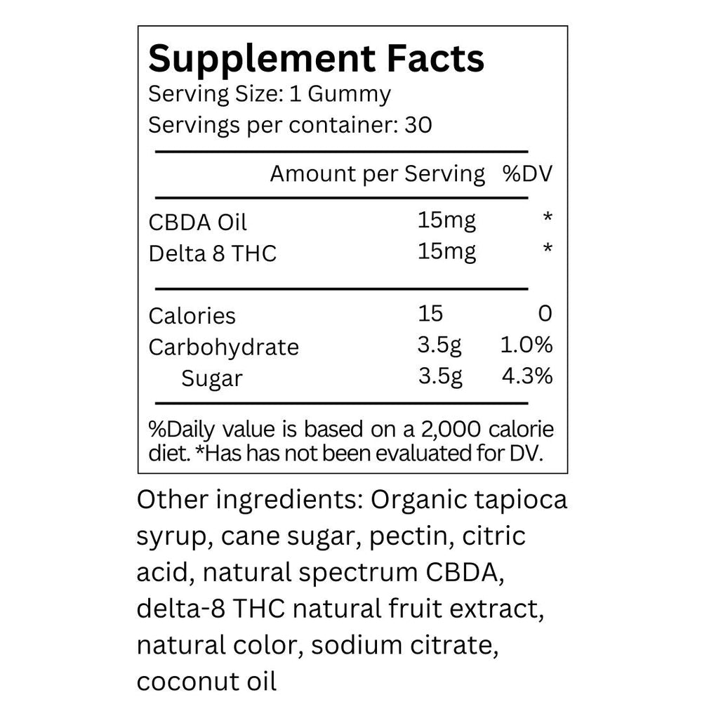 
                      
                        CBDA Gummies with Delta 8 THC
                      
                    